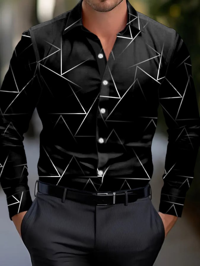 Simple ejecutivo Style geométrico diseño Princamiseta para hombre