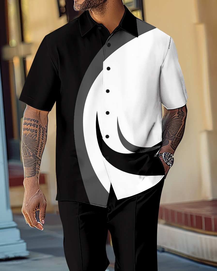 Camisa Gorgeous en bloques de color de manga corta Walking Suit 1071 para hombre