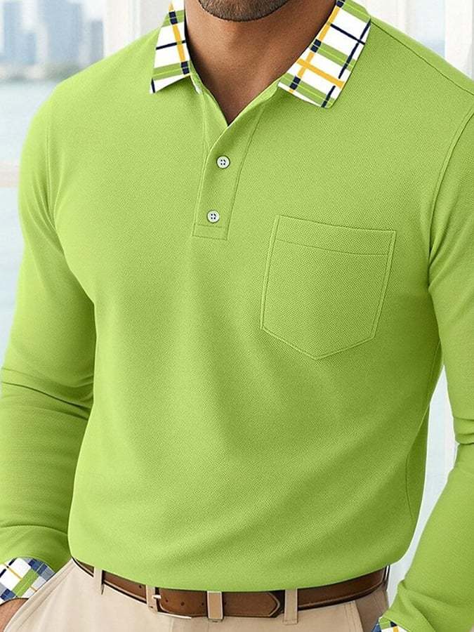 Camisa polo casual Patchpara trabajo estampado de manga larga para hombre - vista 2