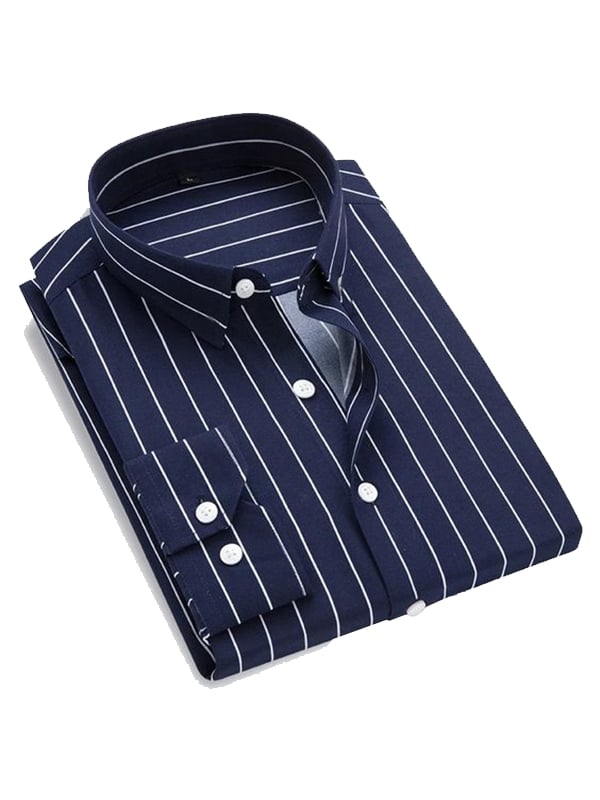 Camisa rayas estampado ejecutivo de manga larga para hombre