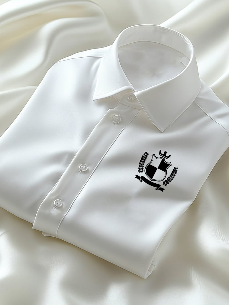Camisa ejecutivo casual Logo solapa de manga corta para hombre