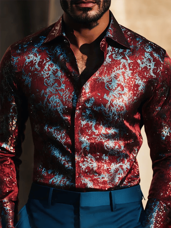 Camisa satén Luxe de manga larga con botones para hombre