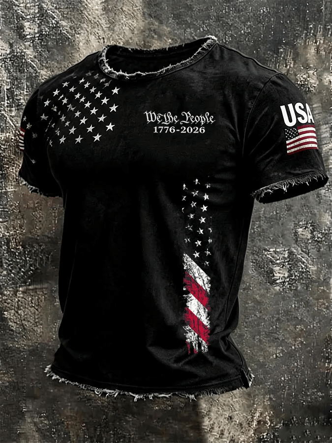 Camiseta Independence Day We The People 1776-2026 estampado casual para hombre
