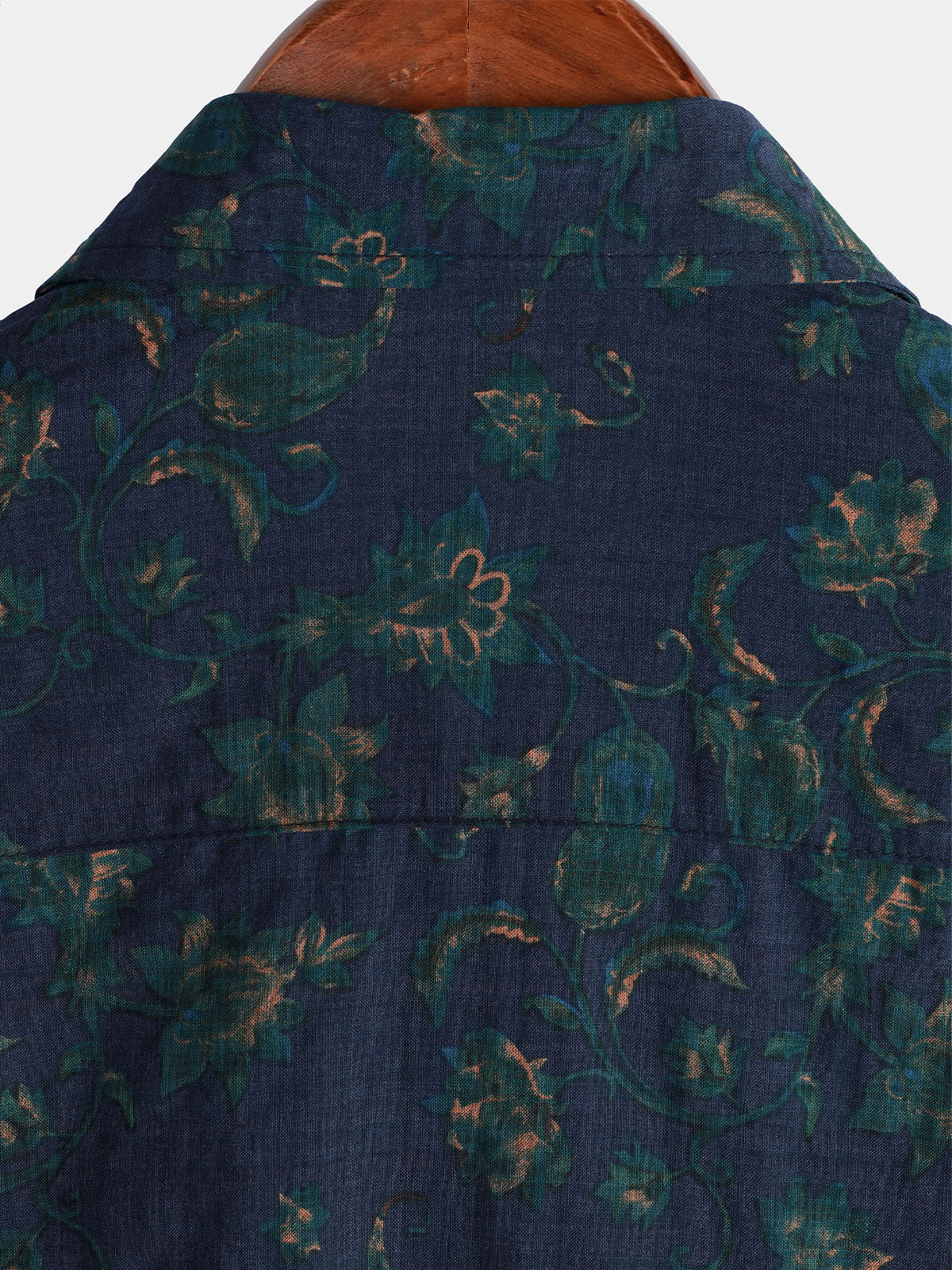 Camisa Blue floral Holiday casual Pocket de manga corta Button Up para hombre