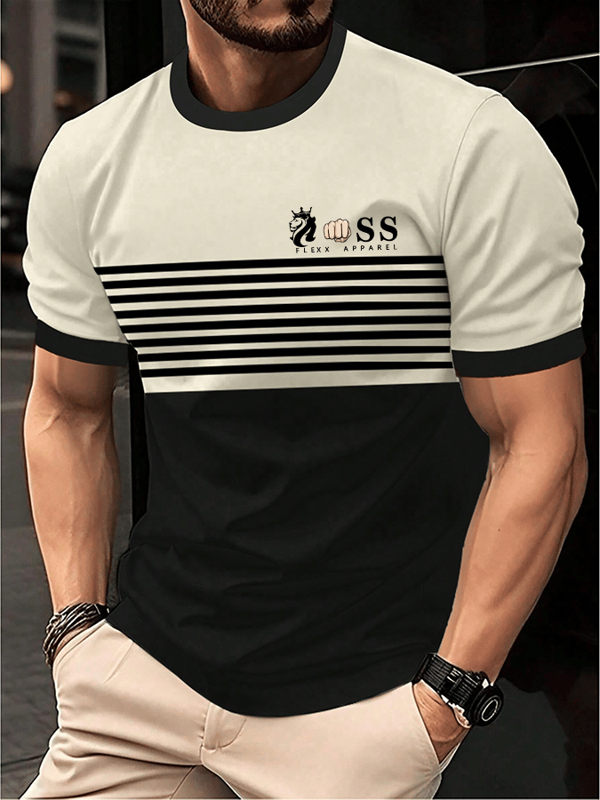 Camiseta retro Letter estampado cuello redondo para hombre