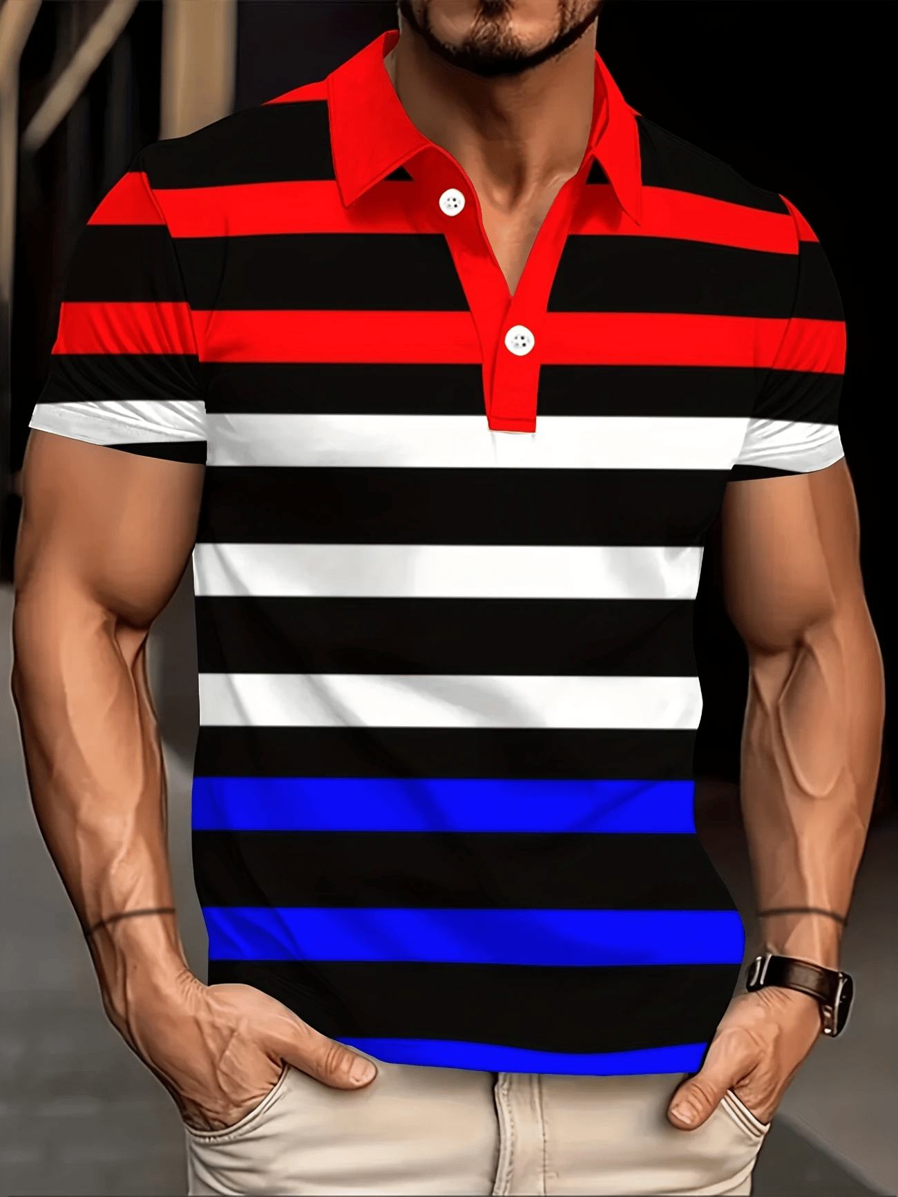 Camisa polo clásico ejecutivo Logo Button de manga corta para hombre
