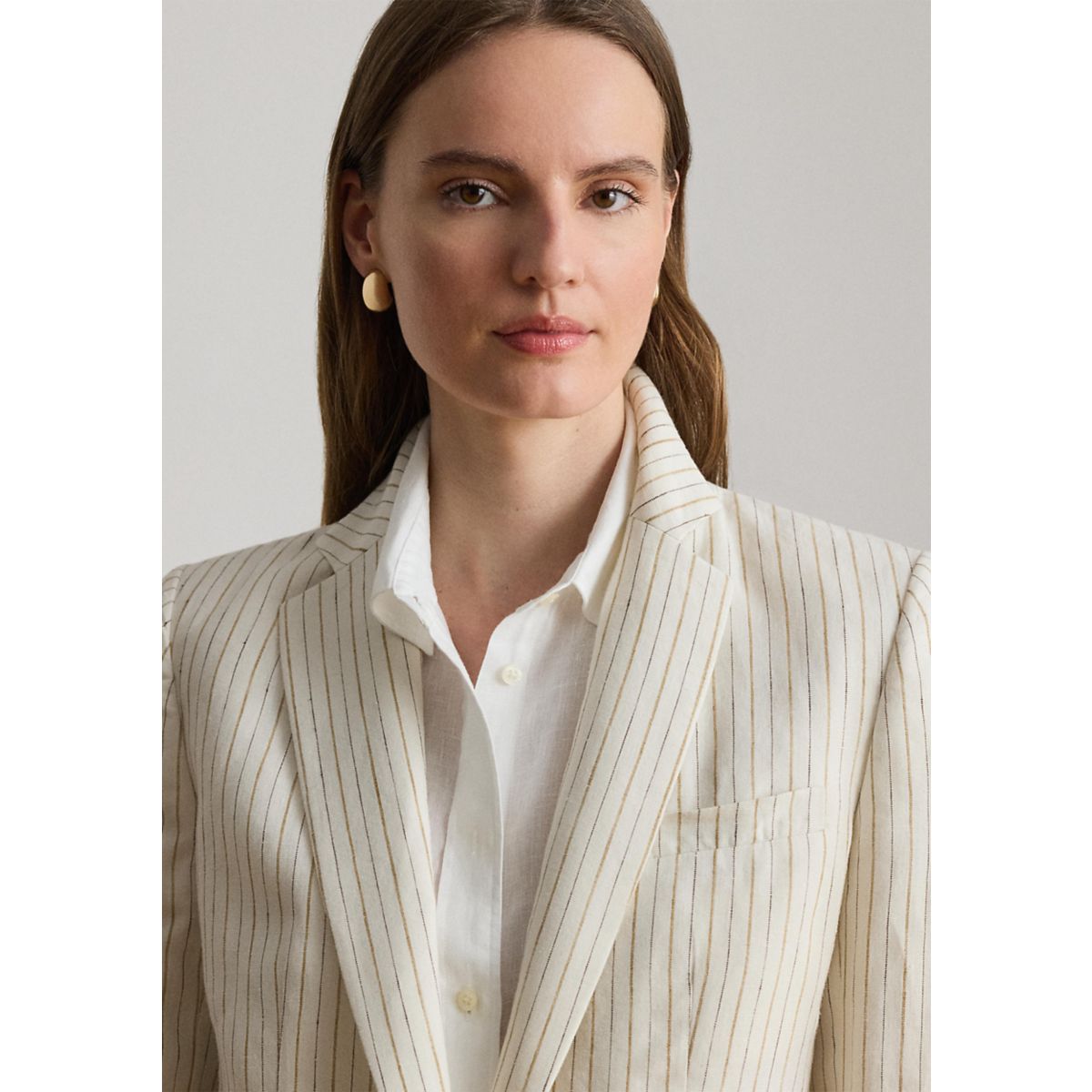 Pinstripe Linen Blazer - 2