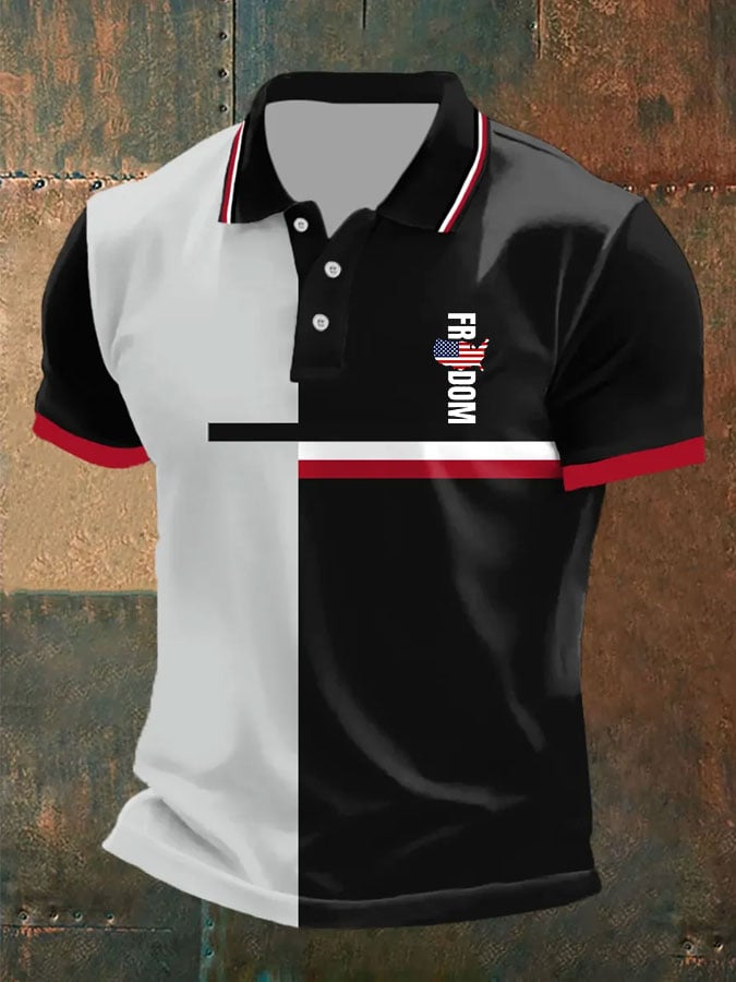 Camisa polo Independence Day vintage Flag Freedom para hombre