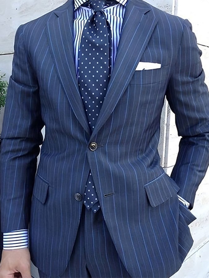 Chaqueta retro Single Breasted a rayas Gentleman ejecutivo Suit para hombre
