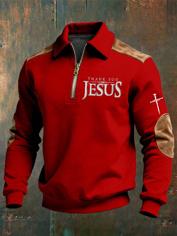 Sudadera vintage Faith “Thank You Jesus” Design estampado casual Zipper -Fast Shipping para hombre