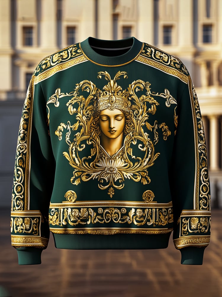 Sudadera de lujo estampado cuello redondo para hombre