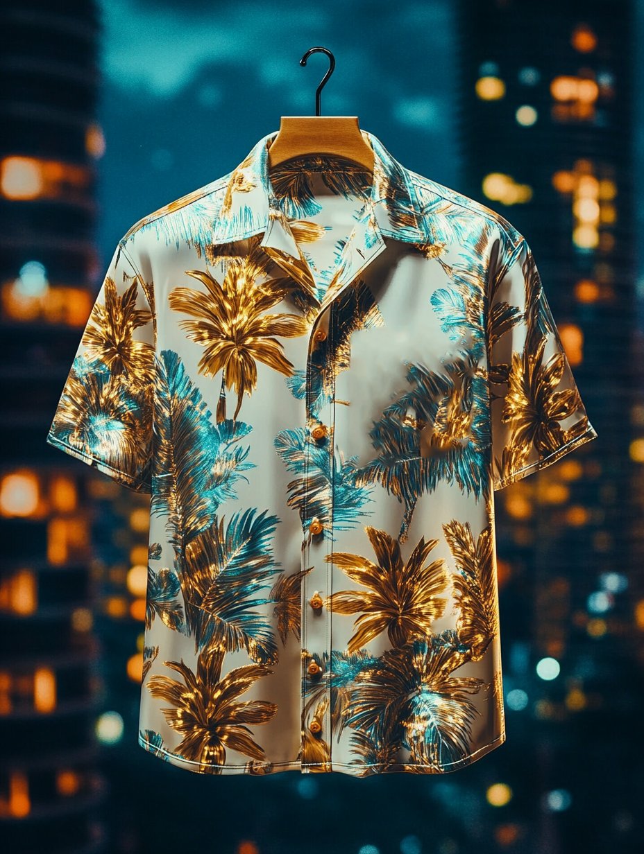Cubano cuello hawaiano tropical floral Princamiseta para hombre