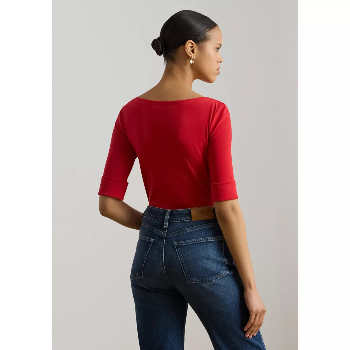 Women's Stretch Cotton Boat Neck T-Shirt - 4