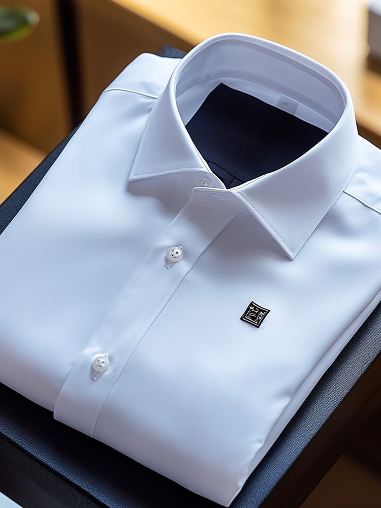 Camisa ejecutivo casual Logo solapa de manga corta para hombre