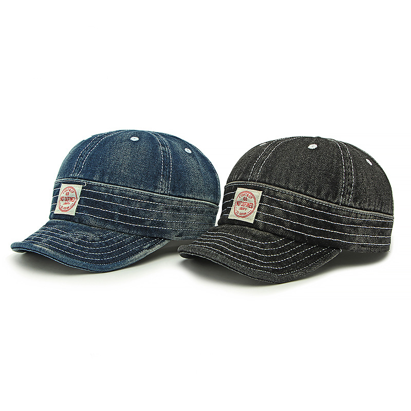 Retro Washed Denim suave Brim Contrast Stitching Baseball Cap para hombre
