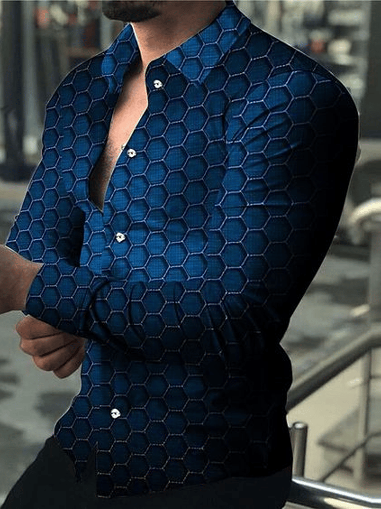 Camisa ejecutivo casual a rayas de manga larga para hombre