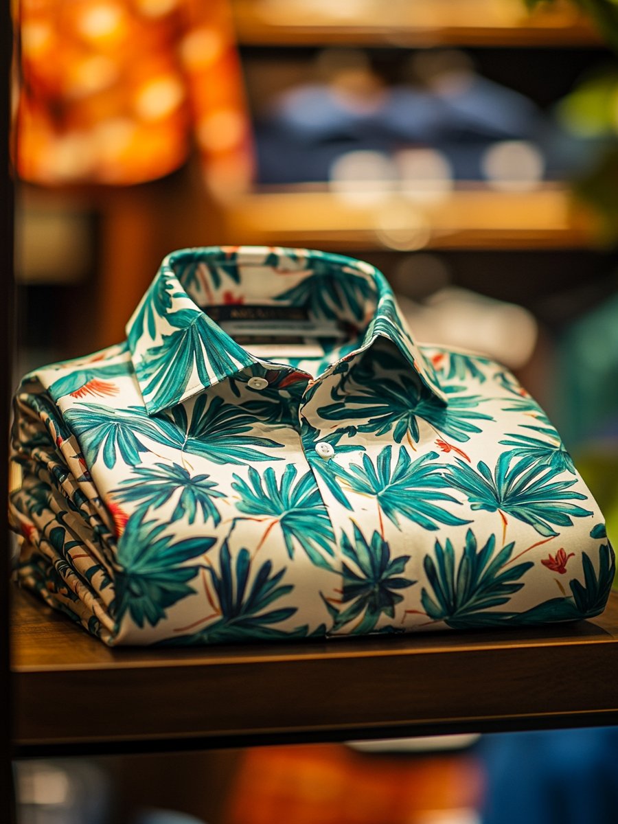 Camisa Resort floral estampado de manga larga para hombre