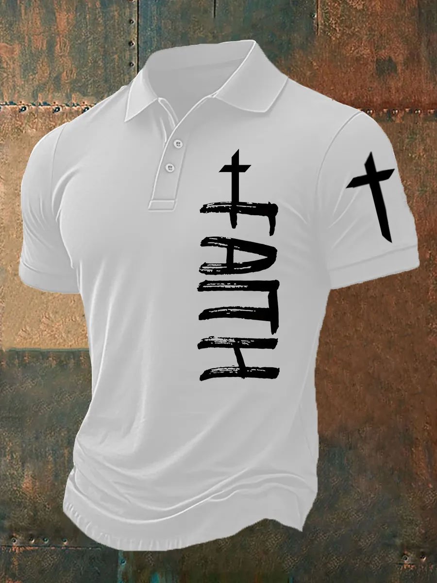 Camisa polo Faith Cross estampado para hombre