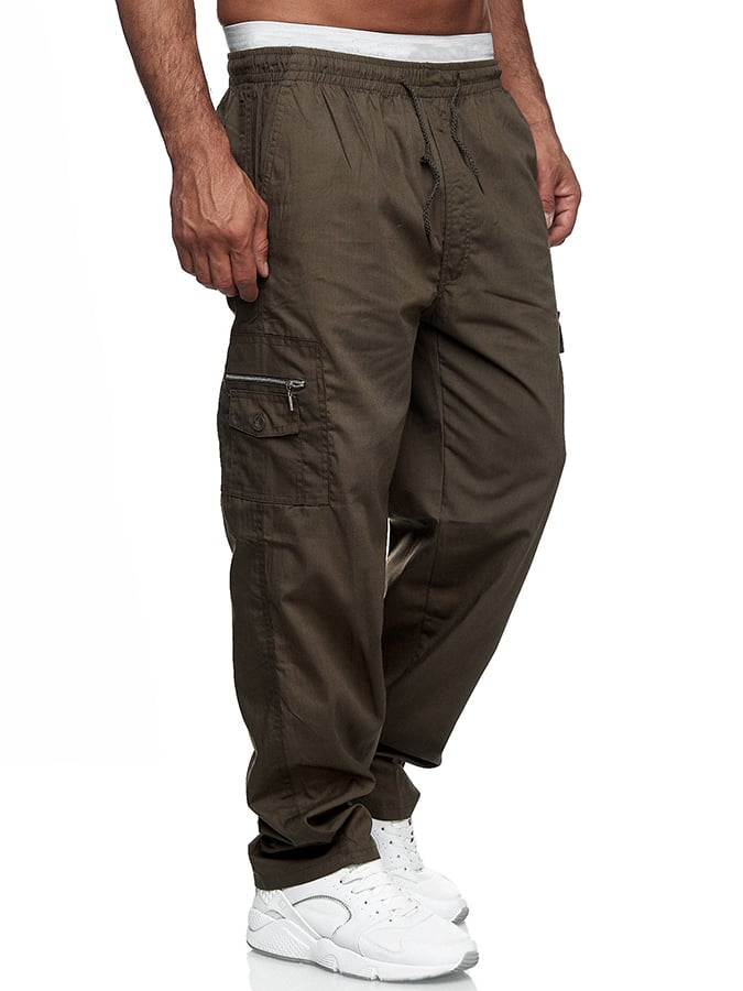 Pantalón Fitness Multi bolsillo holgado Straight Cargo casual