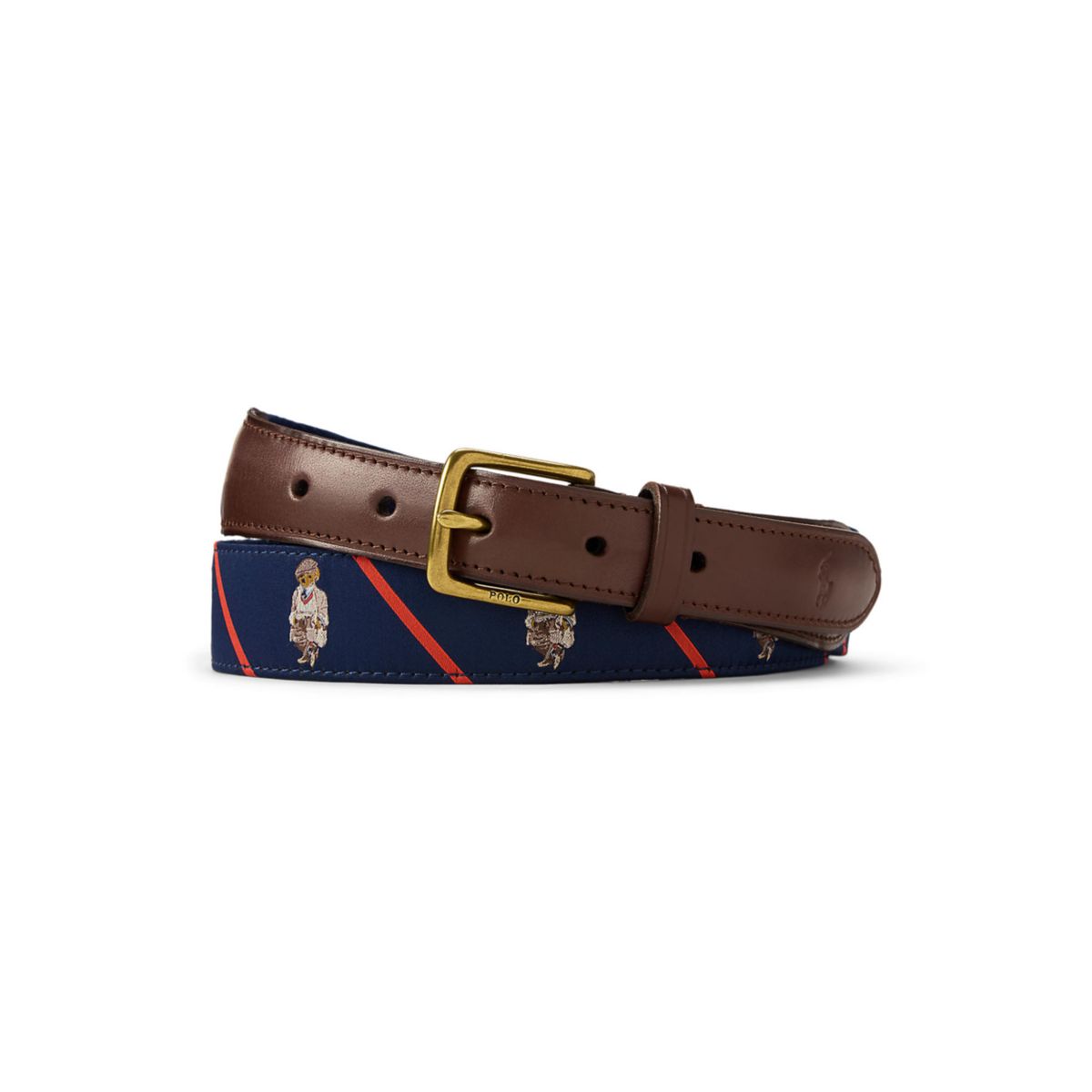 Webbed Cotton & Leather Belt - 1