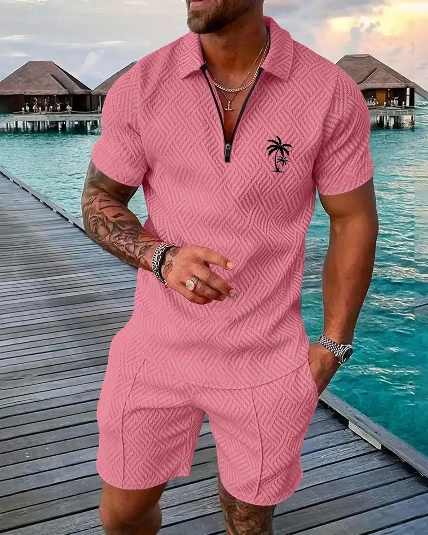 Camisa polo Suitmens para uso diario casual Collar Zipper Set 214 para hombre