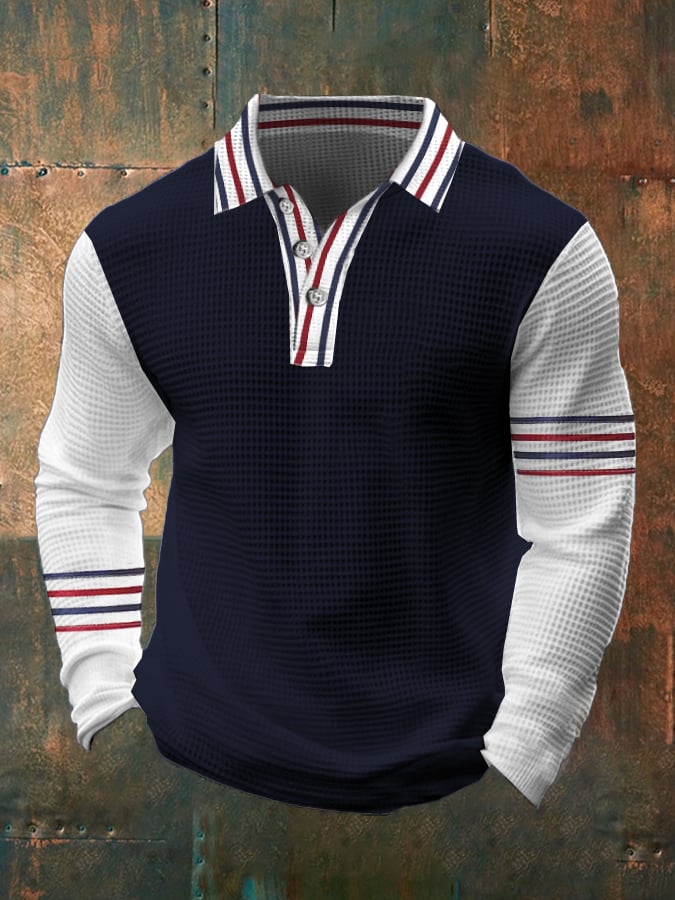 Casual Contrast Waffle Polo para hombre