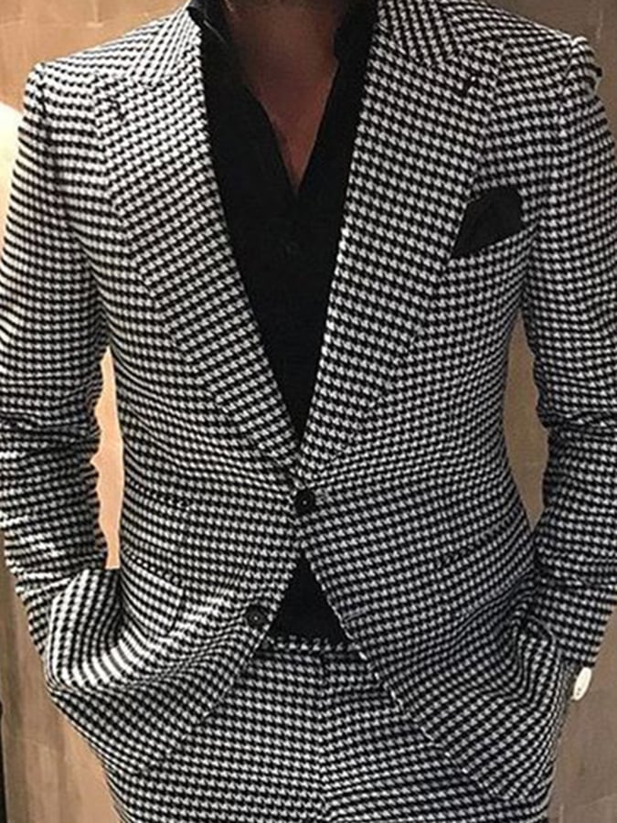 Ejecutivo Single-Breasted Small Houndstooth Two-Piece Suit para hombre