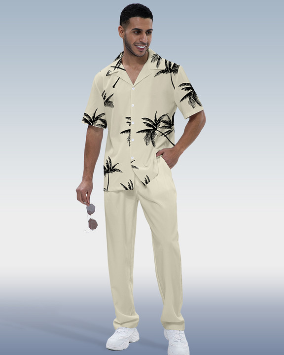Camisa Rianmond Hawaiian estampado de manga corta Walking Set 3 Colors 415 para hombre