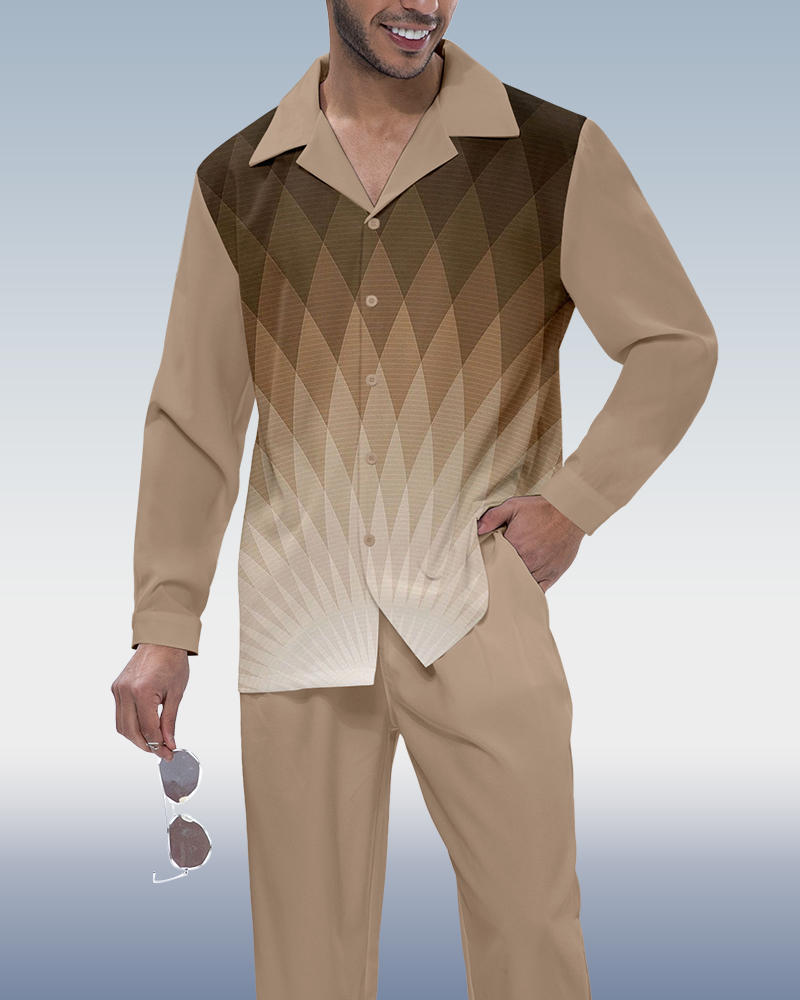 Camisa Suitmens Geometric Gradient de manga larga Walking Set 284 para hombre