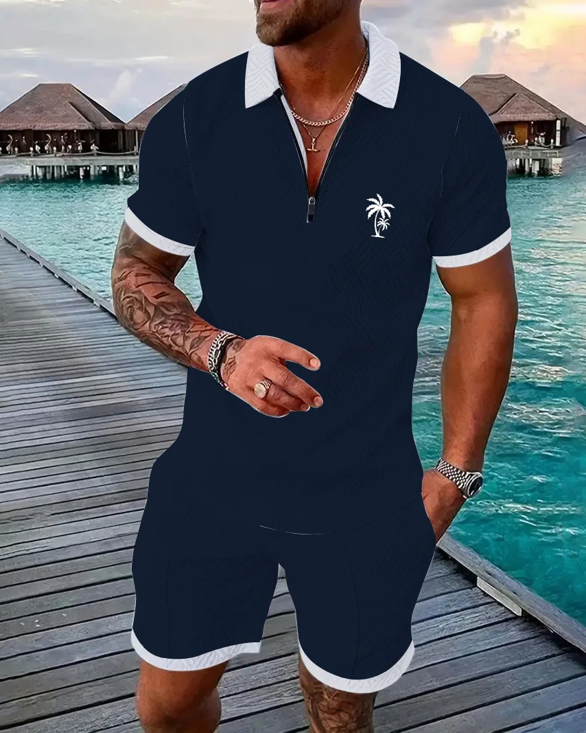 Camisa polo Suitmens para uso diario casual Collar Zipper Set 213 para hombre