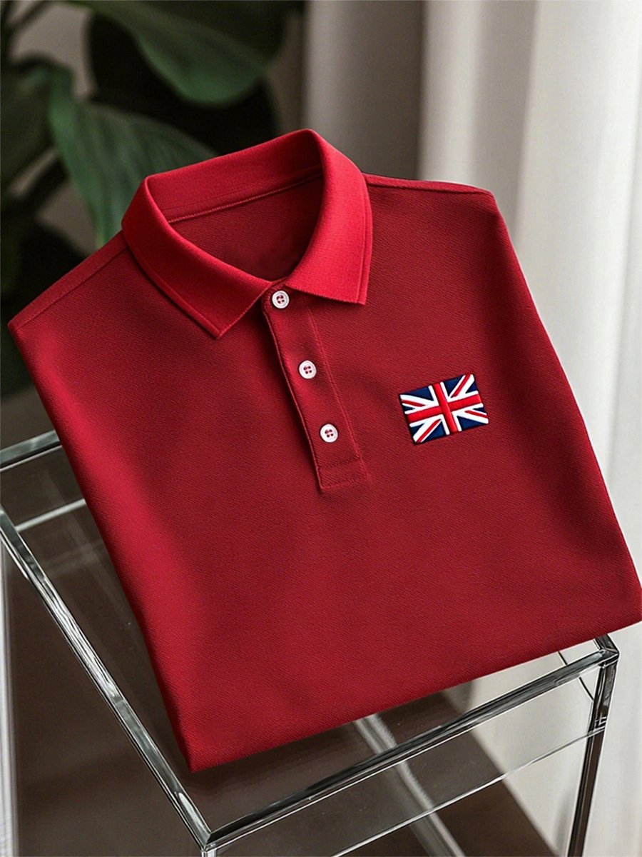 Camisa polo ejecutivo casual Union Jack Button de manga corta para hombre