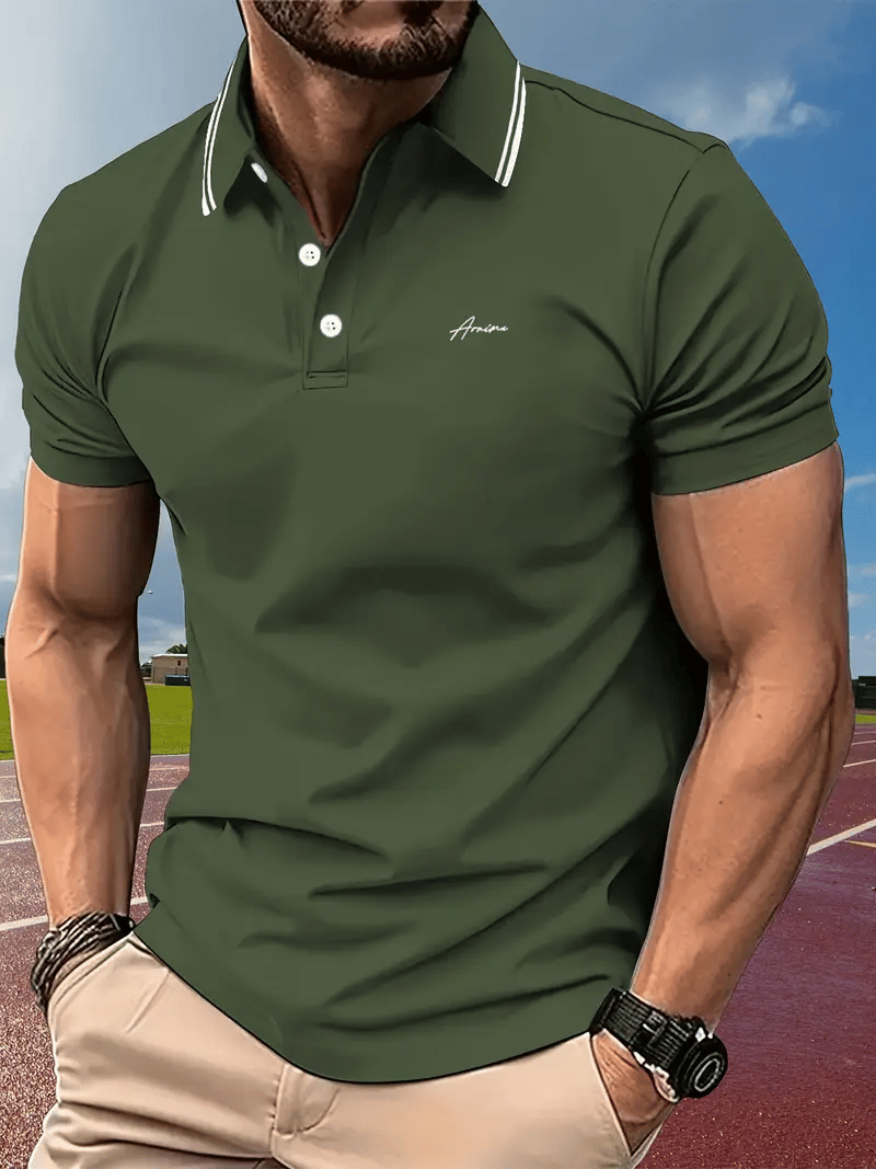 Camisa polo clásico ejecutivo Logo Button de manga corta para hombre