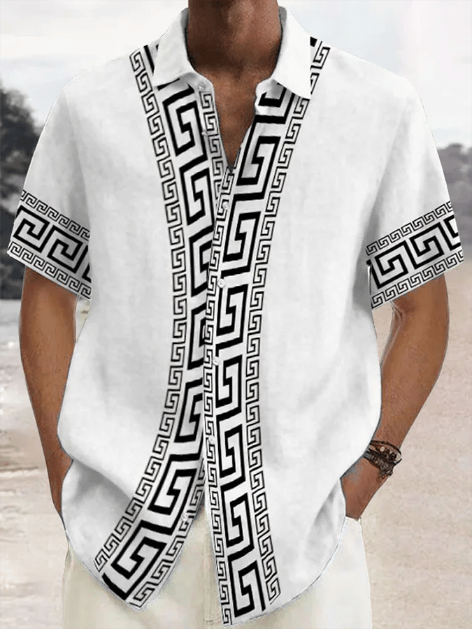 Camisa vintage Textured estampado casual para hombre