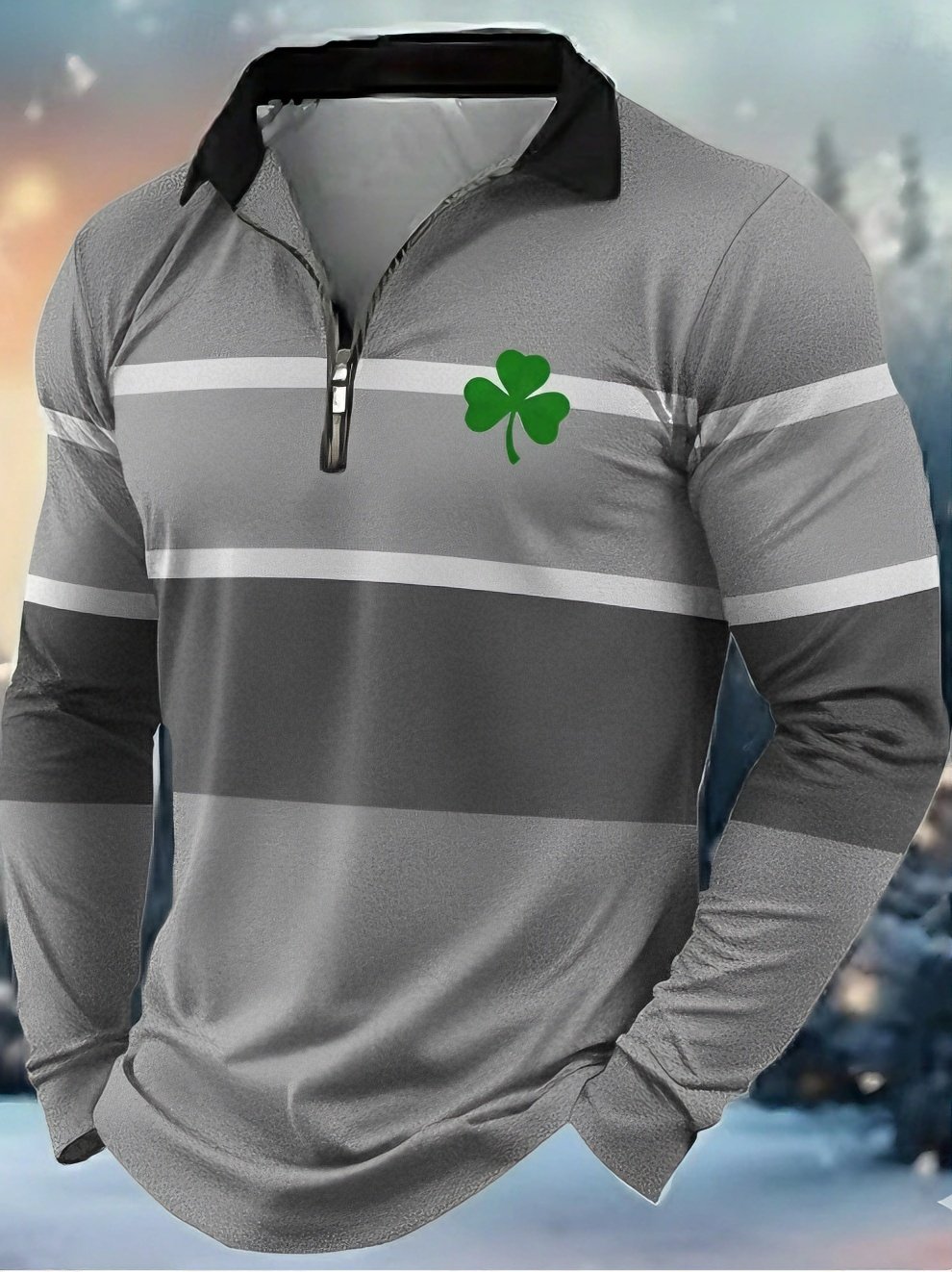 St. Patrick Shamrock Polo de manga larga para hombre