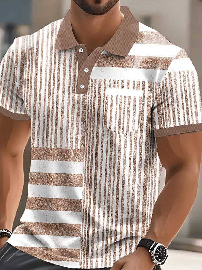 Camisa polo elegantee Letter estampado casual (With bolsillos) para hombre