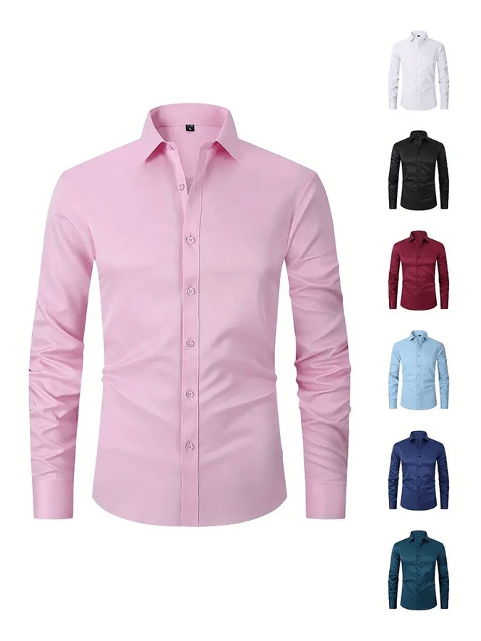 Camisa de color sólido Design ejecutivo casual para hombre