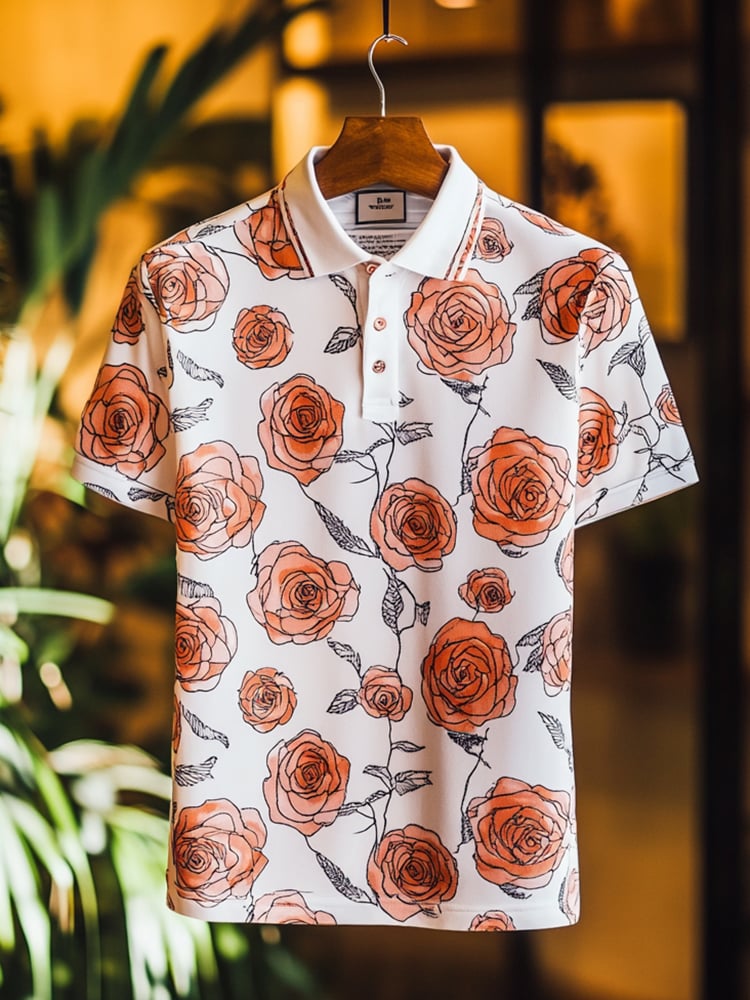 Camisa polo clásico ejecutivo Check Logo Button de manga corta para hombre