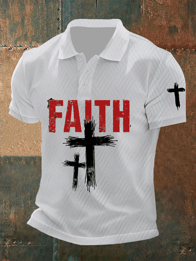 Camisa polo Faith Cross jacquard Fabric para hombre