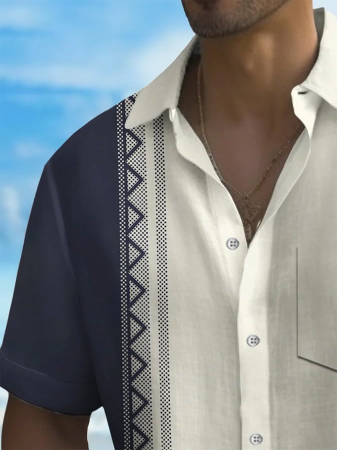 Camisa retro Vacation Style estampado casual (With Pockets) para hombre