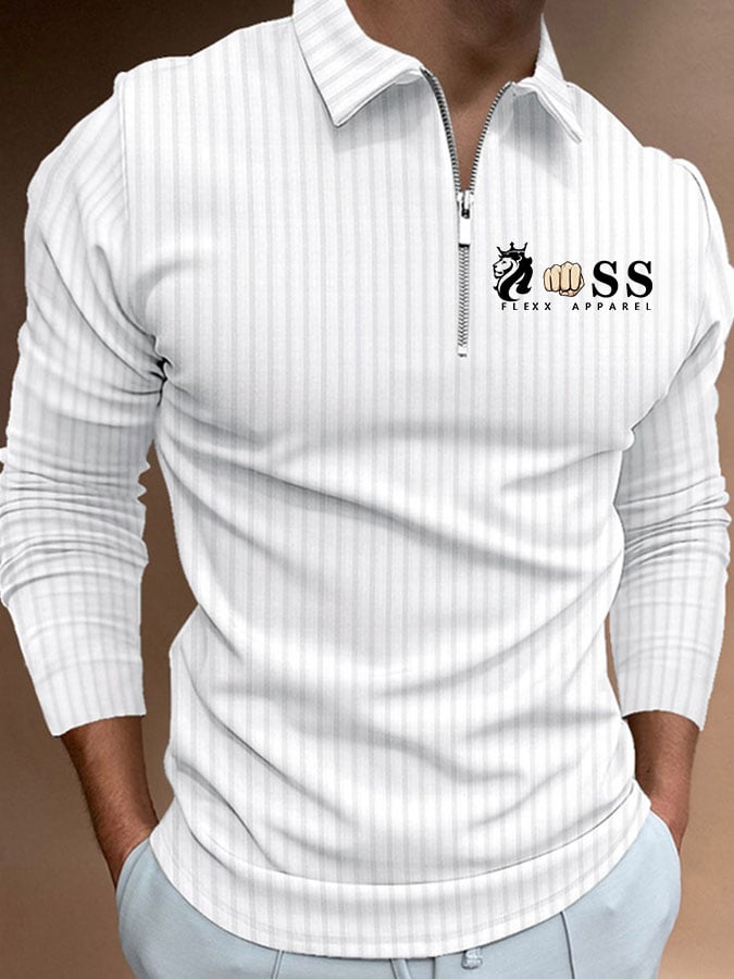 Camisa polo Letter rayas estampado Pullover casual para hombre
