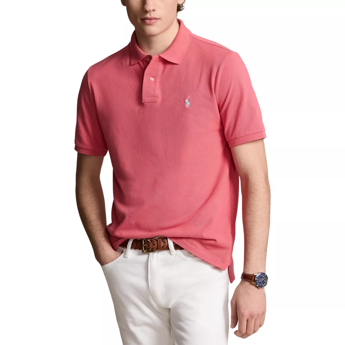 Classic Fit Mesh Polo Shirt - 1