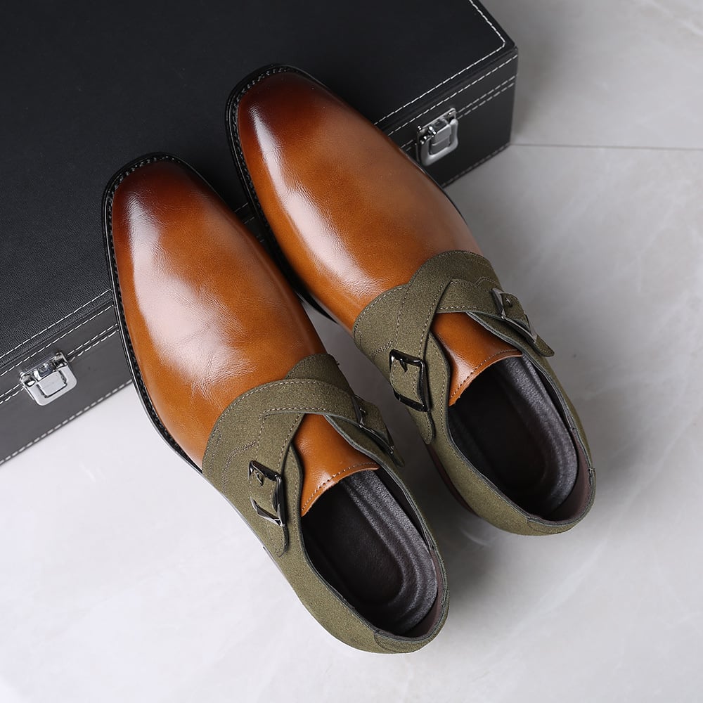 Zapatos Trendy Color Matching Double Buckle Slip-On British Style para hombre