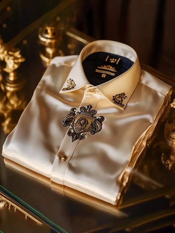 Camisa seda de lujo ejecutivo de manga larga para hombre