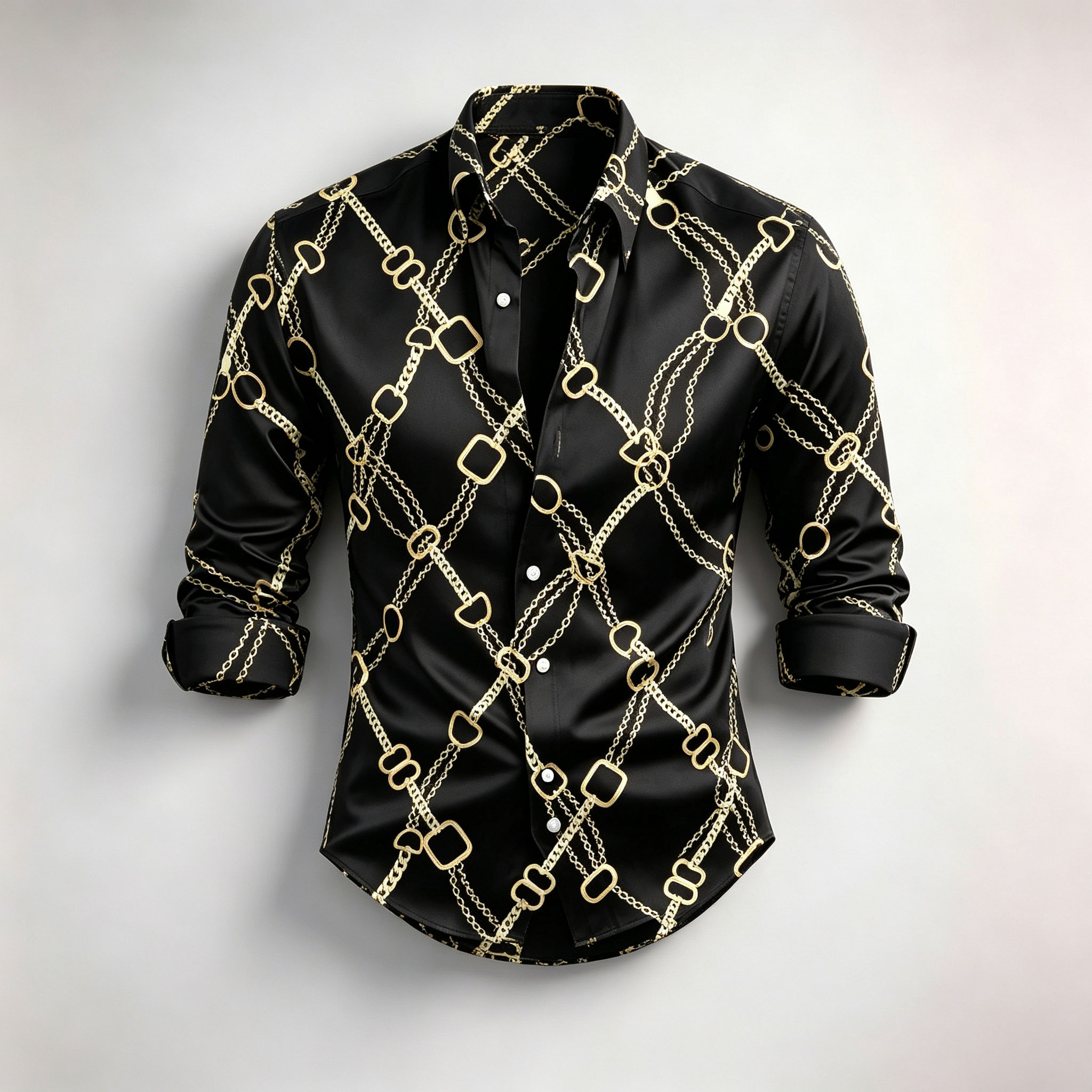 para hombre de manga larga camisa with Diamond Pattern Print