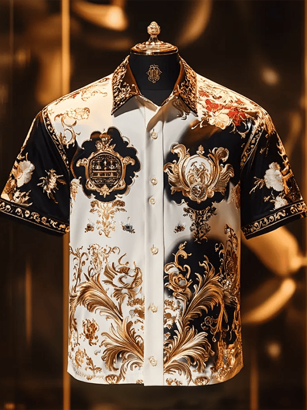 Camisa ejecutivo Luxe estampado de manga corta para hombre