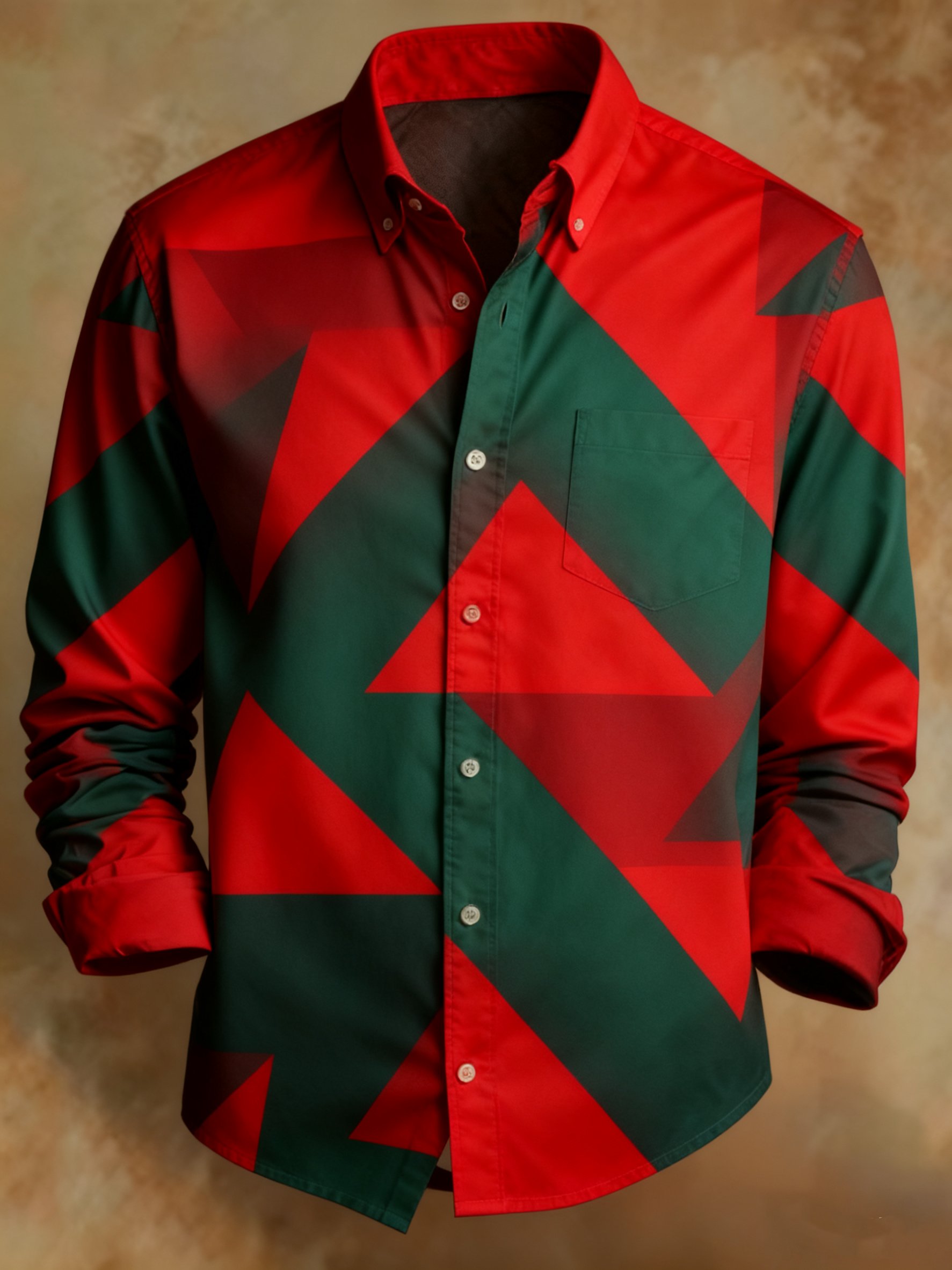 Camisa retro Abstract Art estampado a cuadros diseño ejecutivo Style para hombre