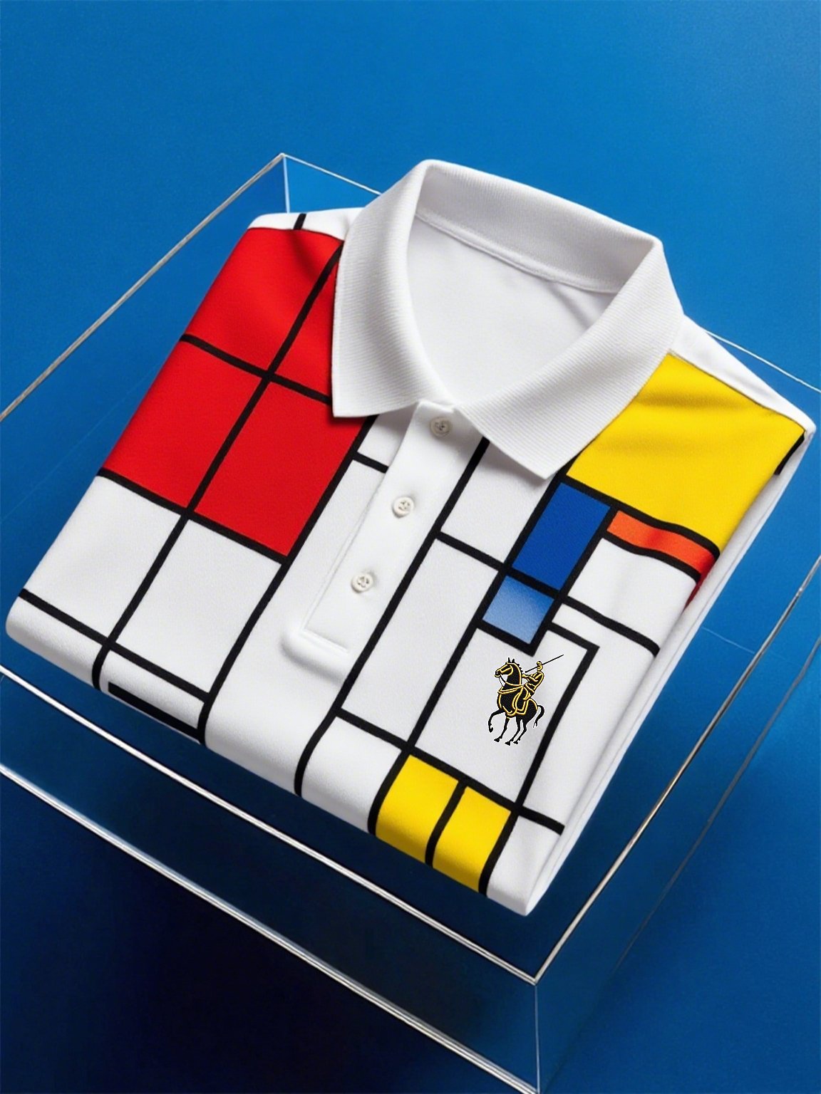 Camisa polo ejecutivo casual Artistic Button de manga corta para hombre