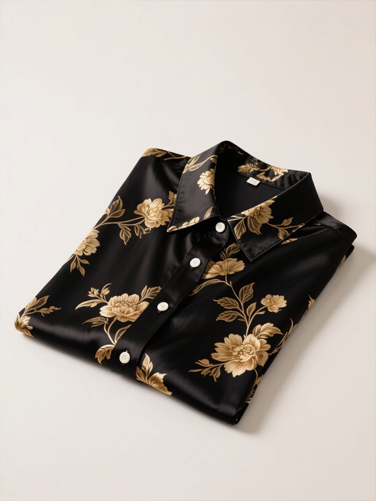 Camisa ejecutivo casual floral solapa de manga corta para hombre