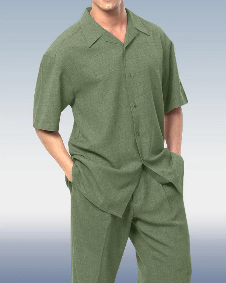 Camisa de color sólido de manga corta Walking Set 4 Colors 433 para hombre
