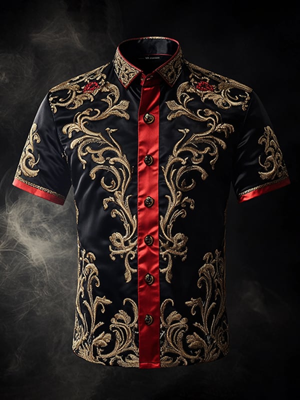 Camisa retro Gothic diseño de manga corta para hombre